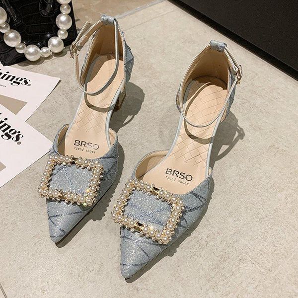 high heels women 2021 summer fashion rhinestone metal button pointed single shoes female mid heel the word strap sandals, Black
high heels women 2021 summer fashion rhinestone metal button pointed single shoes female mid heel the word strap sandals, Black