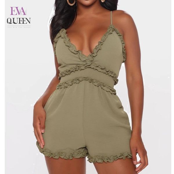 women's jumpsuits & rompers evaqueen solid green women backless v neck spaghetti strap ruffle summer sleeveless beach casual playsuit, Black;white
women's jumpsuits & rompers evaqueen solid green women backless v neck spaghetti strap ruffle summer sleeveless beach casual playsuit, Black;white