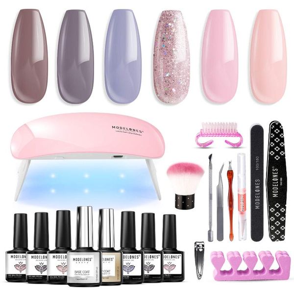 nail art kits gel polish kit with uv light 6w dryer lamp 6pcs pink brown nude glitter set base and coat
nail art kits gel polish kit with uv light 6w dryer lamp 6pcs pink brown nude glitter set base and coat