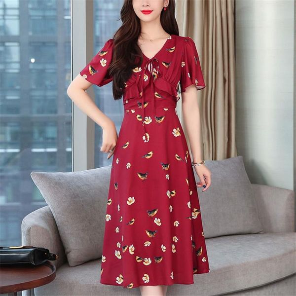 autumn red charming elegant print floral ruffles women dress full sleeve waist female chiffon casual dresses, Black;gray
autumn red charming elegant print floral ruffles women dress full sleeve waist female chiffon casual dresses, Black;gray