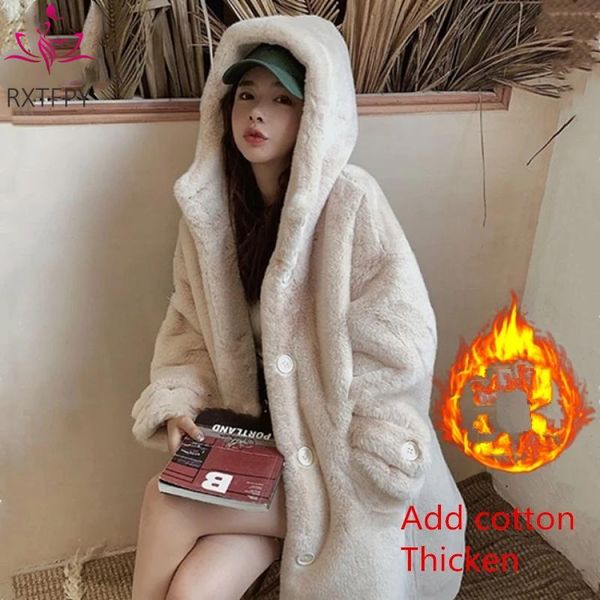women's fur & faux winter women coat loose casual long plus size hooded overcoat thick warm female plush jacket clothes, Black
women's fur & faux winter women coat loose casual long plus size hooded overcoat thick warm female plush jacket clothes, Black