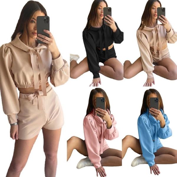 women's tracksuits women autumn two pieces sets solid puff sleeve short hoodies sweatshirts and elastic waist shorts fashion clothing, Gray
women's tracksuits women autumn two pieces sets solid puff sleeve short hoodies sweatshirts and elastic waist shorts fashion clothing, Gray
