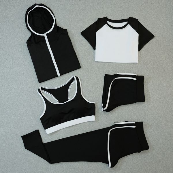 women's suit, 2021 summer yoga fitness running, high elasticity, skin friendly, breathable, fast dry outdoor sports five piece set, Gray
women's suit, 2021 summer yoga fitness running, high elasticity, skin friendly, breathable, fast dry outdoor sports five piece set, Gray