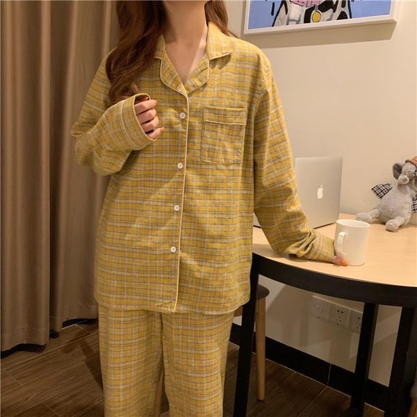 home suit womens sleepwears women plaid cotton pajamas set autumn winter long sleeve pants sleepwear pocket loose two piece korean, Black;red
home suit womens sleepwears women plaid cotton pajamas set autumn winter long sleeve pants sleepwear pocket loose two piece korean, Black;red