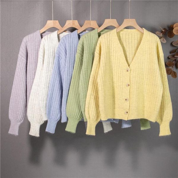 women's knits & tees 2021 autumn knitted cardigan single-breasted green purple blue yellow sweater women v-neck long sleeve loose knit, White
women's knits & tees 2021 autumn knitted cardigan single-breasted green purple blue yellow sweater women v-neck long sleeve loose knit, White