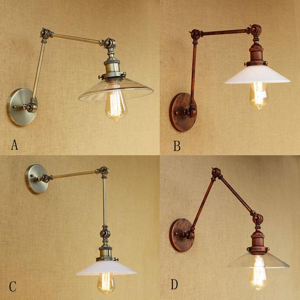 wall lamp design vintage loft metal glass led bulb adjustable lampshade for living room bedroom restaurant bar e27 110v
wall lamp design vintage loft metal glass led bulb adjustable lampshade for living room bedroom restaurant bar e27 110v