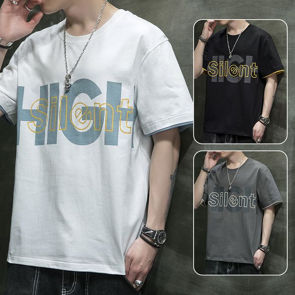 men's t shirts 2021 short sleeve summer trend loose half casual top, White;black