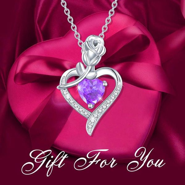 pendant necklaces designer luxury rose flower heart necklace for women purple pink crystal zircon charms mother's day gift jewelry, Silver
pendant necklaces designer luxury rose flower heart necklace for women purple pink crystal zircon charms mother's day gift jewelry, Silver
