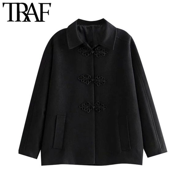 traf women fashion with toggles loose woolen jacket coat vintage long sleeve side pockets female outerwear chic 210415, Black;brown
traf women fashion with toggles loose woolen jacket coat vintage long sleeve side pockets female outerwear chic 210415, Black;brown