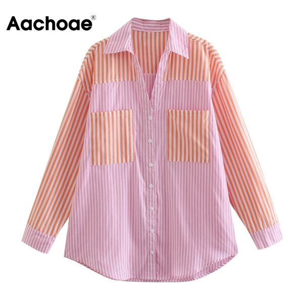 aachoae high street women loose patchwork shirt with pockets striped long sleeve cotton blouse fashion turn down collar 210413, White
aachoae high street women loose patchwork shirt with pockets striped long sleeve cotton blouse fashion turn down collar 210413, White