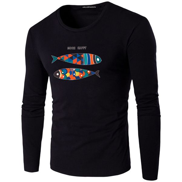 for new tshirt male men fashion tees printed round neck t-shirts men's long sleeve t shirt xs-5xl, White;black