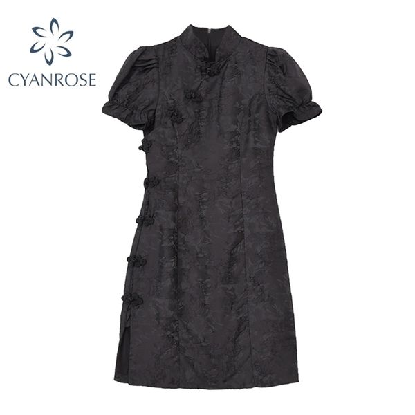 chinese style slim short sleeve mini dresses summer fashion vintage flower embroidery modern cheongsam lady dress 210515, Black;gray
chinese style slim short sleeve mini dresses summer fashion vintage flower embroidery modern cheongsam lady dress 210515, Black;gray