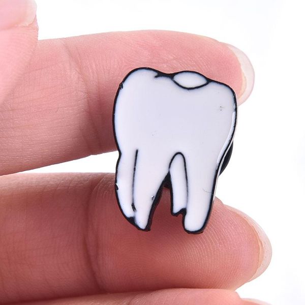 Pins, Brooches Cartoon Pins Teeth Metal Badge Denim Bag Lapel Pin Jewelry Gifts For Kids, Gray