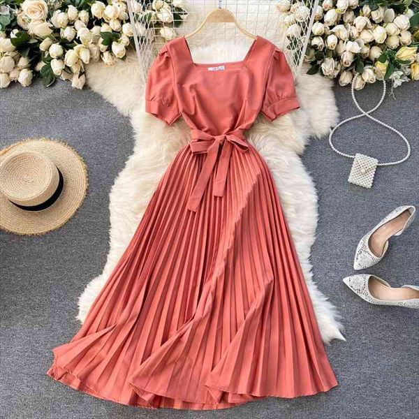 vintage square collar pleated dress women spring summer fashion yellow blue red high waist bandage party vestidos robe, Black;gray
vintage square collar pleated dress women spring summer fashion yellow blue red high waist bandage party vestidos robe, Black;gray