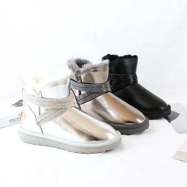 boots women snow short real wool fur shoes genuine leather crystal band winter women's warm flat ankle, Black
boots women snow short real wool fur shoes genuine leather crystal band winter women's warm flat ankle, Black