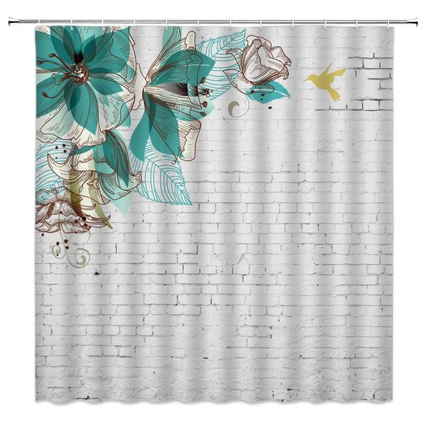 Dreamy Flowers Shower Curtain Blue Hand Painted Transparent Flowers White Brick Wall Background,70x70 Inch Polyester Fabric
Dreamy Flowers Shower Curtain Blue Hand Painted Transparent Flowers White Brick Wall Background,70x70 Inch Polyester Fabric