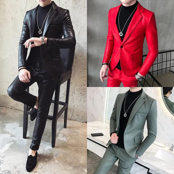 men's suits & blazers mens jacket one button slim fit coat washed pu leather motor male jackets business causal t57, White;black
men's suits & blazers mens jacket one button slim fit coat washed pu leather motor male jackets business causal t57, White;black