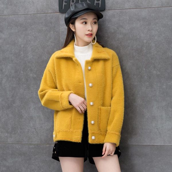 women's knits & tees faux mink cashmere knitted sweater women short cardigan outerwear 5 color loose casual big pocket long sleeve knit, White
women's knits & tees faux mink cashmere knitted sweater women short cardigan outerwear 5 color loose casual big pocket long sleeve knit, White