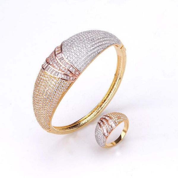bangle fashion creative three-color geometric bracelet personality temperament ladies all-match full-inlaid zircon ring set, Black
bangle fashion creative three-color geometric bracelet personality temperament ladies all-match full-inlaid zircon ring set, Black