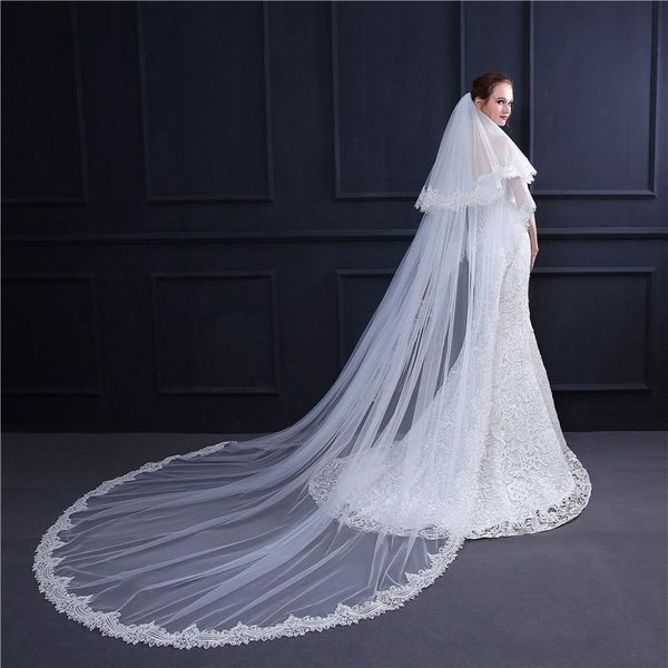 bridal veils 3 meters veil wedding white ivory for bride two layers lace edge cathedral long accessories with comb, Black
bridal veils 3 meters veil wedding white ivory for bride two layers lace edge cathedral long accessories with comb, Black