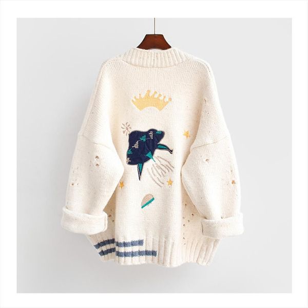 knitted cardigan women female autumn sweaters winter loose embroidery oversized warm korean jacket cartoon clothing, White;black
knitted cardigan women female autumn sweaters winter loose embroidery oversized warm korean jacket cartoon clothing, White;black