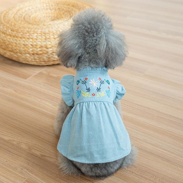 dog apparel spring japanese and korean pet bubble sleeve embroidered denim skirt summer thin breathable clothing teddy dress
dog apparel spring japanese and korean pet bubble sleeve embroidered denim skirt summer thin breathable clothing teddy dress