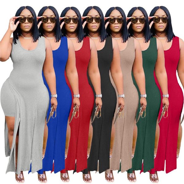 women's tracksuits simple pure color o neck sleeveless skinny bro and open fork dress 2 pieces set tight, Gray
women's tracksuits simple pure color o neck sleeveless skinny bro and open fork dress 2 pieces set tight, Gray