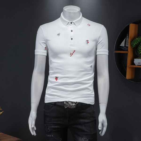 2022 new high-end pure white embroidered polo shirt mercerized cotton lapel business men's summer button cardigan casual simple top, White;black
2022 new high-end pure white embroidered polo shirt mercerized cotton lapel business men's summer button cardigan casual simple top, White;black