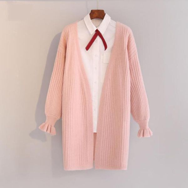 women's knits & tees autumn knitted cardigan sweater women 2021 flare sleeve v-neck solid female long cardigans sweaters coat pink plu, White
women's knits & tees autumn knitted cardigan sweater women 2021 flare sleeve v-neck solid female long cardigans sweaters coat pink plu, White