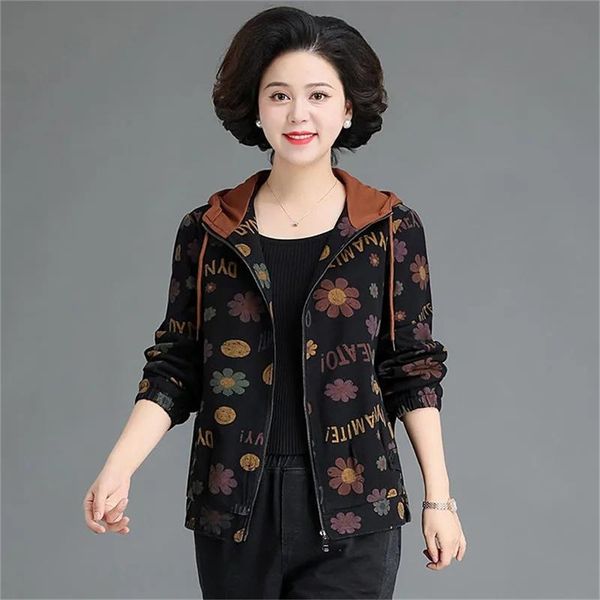 women's jackets 2021 printed short jacket autumn winter mother's wear casual hooded stitching basic coat female, Black;brown
women's jackets 2021 printed short jacket autumn winter mother's wear casual hooded stitching basic coat female, Black;brown