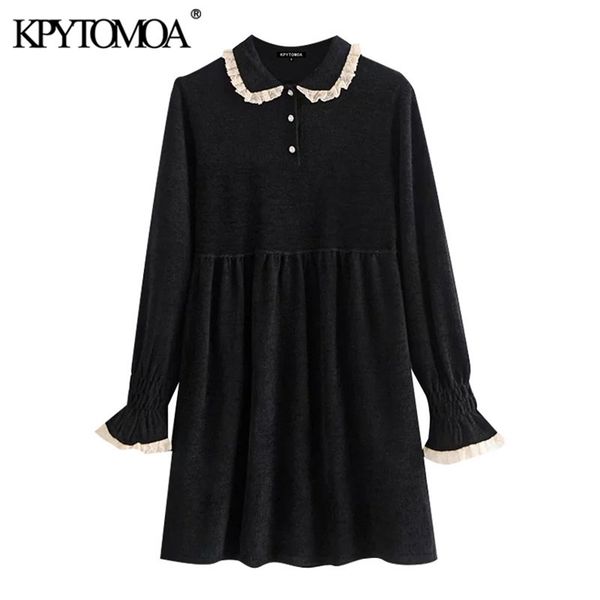 women chic fashion with lace trim ruffled chenille mini dress vintage long sleeve buttons female dresses mujer 210420, Black;gray
women chic fashion with lace trim ruffled chenille mini dress vintage long sleeve buttons female dresses mujer 210420, Black;gray