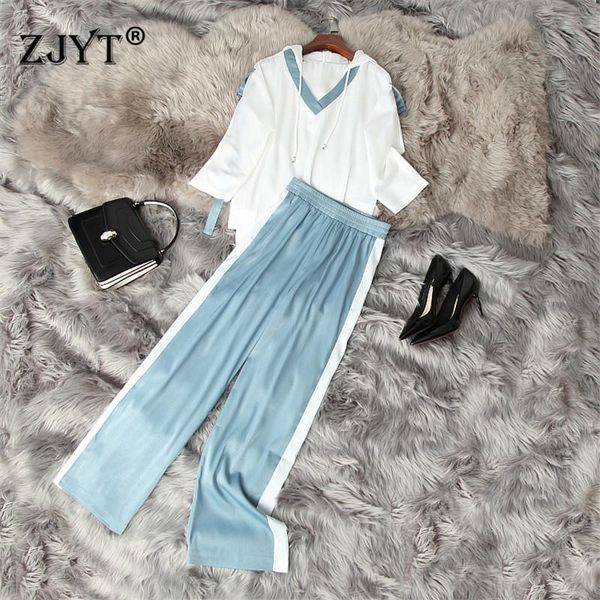 women's two piece pants fashion women streetwear summer designer hooded neck solid loose and 2 clothing sets female casual outfits, White
women's two piece pants fashion women streetwear summer designer hooded neck solid loose and 2 clothing sets female casual outfits, White