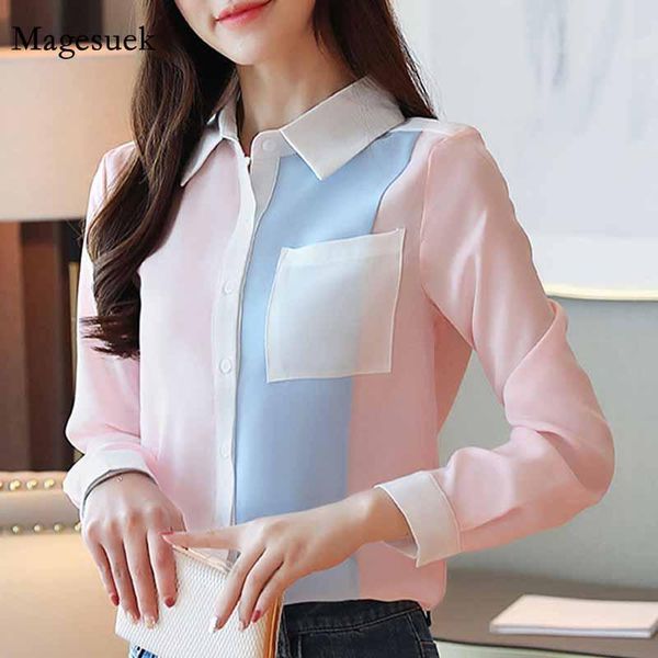 women's blouses & shirts casual spliced color-block ol style women spring fashion chiffon long sleeve pocket clothing 6196 50, White
women's blouses & shirts casual spliced color-block ol style women spring fashion chiffon long sleeve pocket clothing 6196 50, White