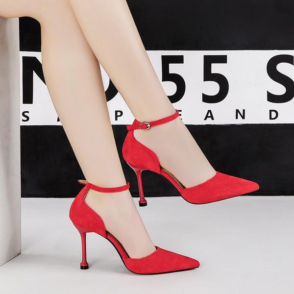 summer korean version of the sandals female pointed stiletto baotou word with buckle hollow shallow suede h, Black
summer korean version of the sandals female pointed stiletto baotou word with buckle hollow shallow suede h, Black