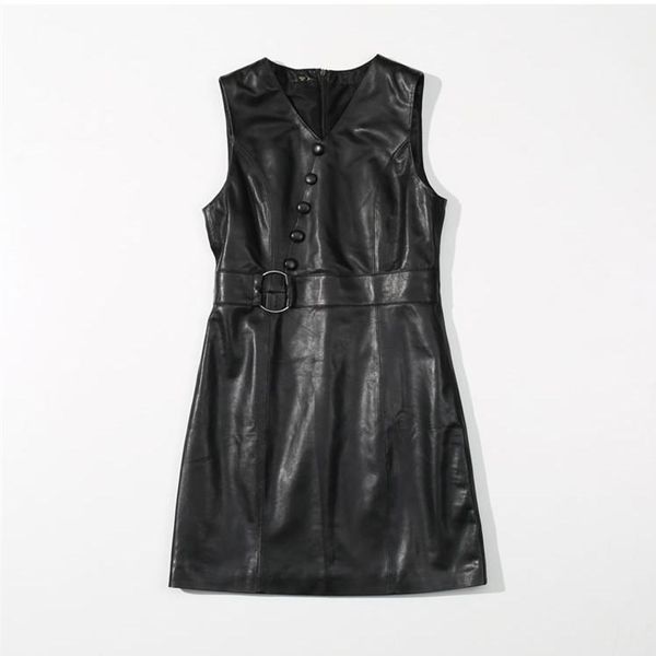 casual dresses 2021 style women slim genuine leather dress v-neck sleeveless, Black;gray
casual dresses 2021 style women slim genuine leather dress v-neck sleeveless, Black;gray