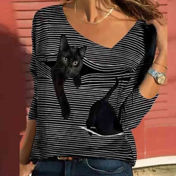cat striped print women shirts square collar autumn lady long sleeve slim fit pullover 5xl, White
cat striped print women shirts square collar autumn lady long sleeve slim fit pullover 5xl, White