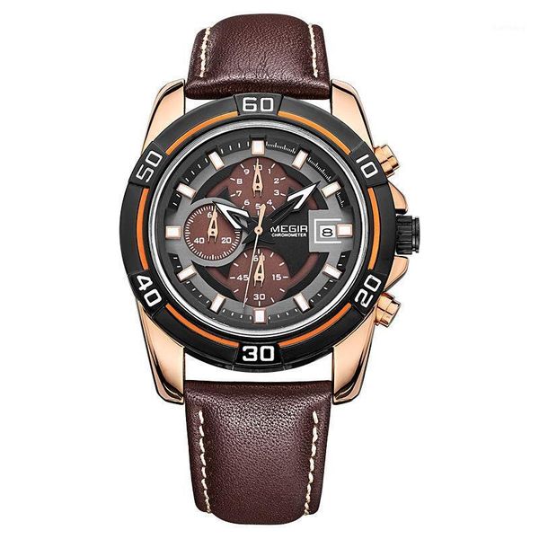 wristwatches megir 2023 men male date business leather strap military waterproof quartz chronograph, Slivery;brown
wristwatches megir 2023 men male date business leather strap military waterproof quartz chronograph, Slivery;brown