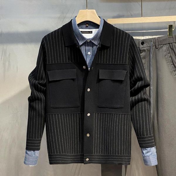 men's sweaters 2021 spring autumn men pockets sweater jackets knitted cardigan outwear male long sleeve casual striped coats w707, White;black
men's sweaters 2021 spring autumn men pockets sweater jackets knitted cardigan outwear male long sleeve casual striped coats w707, White;black