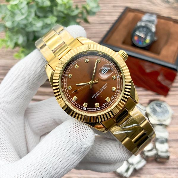 men watches oyster green dail wristwatches stainless steel strap quartz movement 15 colors automatic calendar, Slivery;brown
men watches oyster green dail wristwatches stainless steel strap quartz movement 15 colors automatic calendar, Slivery;brown