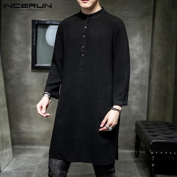 chinese style men shirt cotton 3/4 sleeve 2021 chic streetwear solid long stand collar vintage casual camisas incerun men's shirts, White;black
chinese style men shirt cotton 3/4 sleeve 2021 chic streetwear solid long stand collar vintage casual camisas incerun men's shirts, White;black
