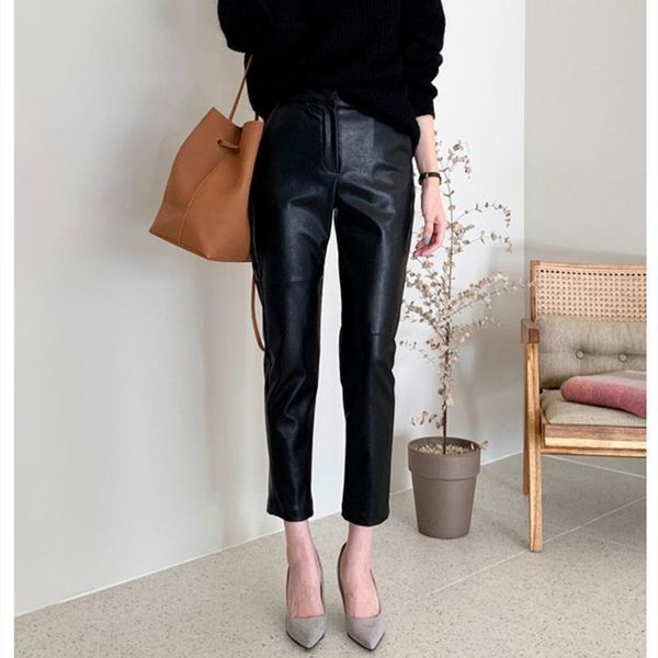 faux leather high waisted harem womens capri full length fashion pu ankle trousers, Black;white
faux leather high waisted harem womens capri full length fashion pu ankle trousers, Black;white