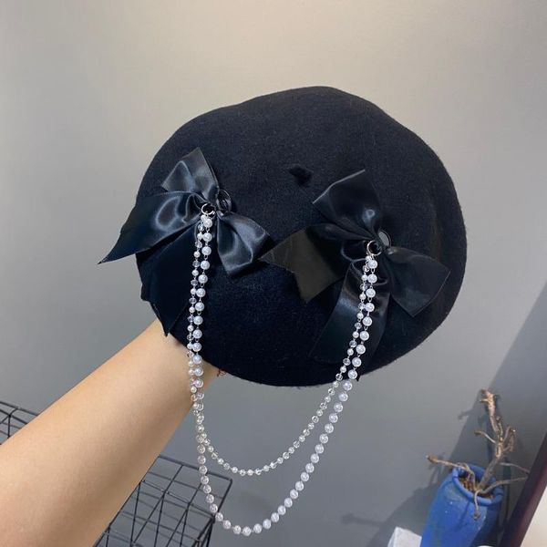 berets 202109-xx autumn winter cute bowknot pearl chain wool lady beret hat women leisure painter, Blue;gray
berets 202109-xx autumn winter cute bowknot pearl chain wool lady beret hat women leisure painter, Blue;gray
