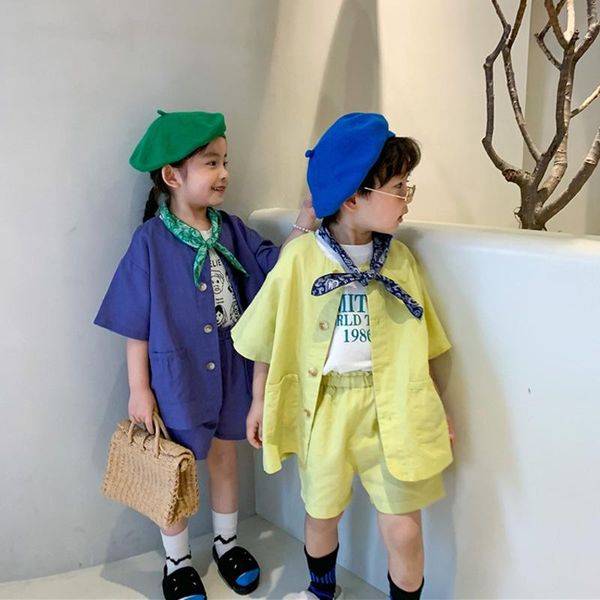 clothing sets korean style cotton linen solid color kids clothes boys and girls summer short sleeve coat shorts 2pcs bb121, White
clothing sets korean style cotton linen solid color kids clothes boys and girls summer short sleeve coat shorts 2pcs bb121, White