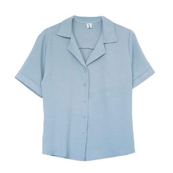 women blue white khaki turn down collar short sleeve blouse shirt casual b0067 210514
women blue white khaki turn down collar short sleeve blouse shirt casual b0067 210514