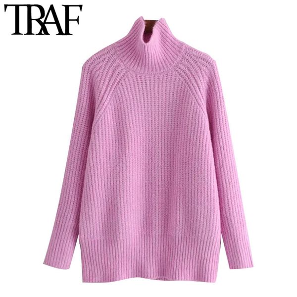 traf women fashion thick wram oversized knitted sweater vintage high neck long sleeve female pullovers chic 210415, White;black
traf women fashion thick wram oversized knitted sweater vintage high neck long sleeve female pullovers chic 210415, White;black