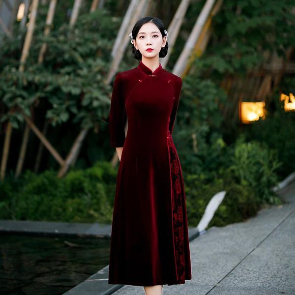 ethnic clothing women velvet mandarin collar prom party dress gown flower cheongsam velour vintage button qipao sheath autumn vestidos, Red
ethnic clothing women velvet mandarin collar prom party dress gown flower cheongsam velour vintage button qipao sheath autumn vestidos, Red