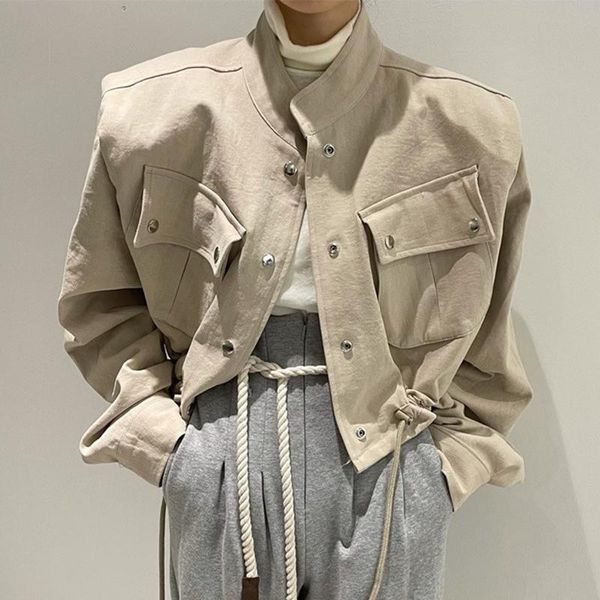 women's jackets pinkou women fashion short style long sleeve pockets decorate coats spring autumn casual ca152, Black;brown
women's jackets pinkou women fashion short style long sleeve pockets decorate coats spring autumn casual ca152, Black;brown