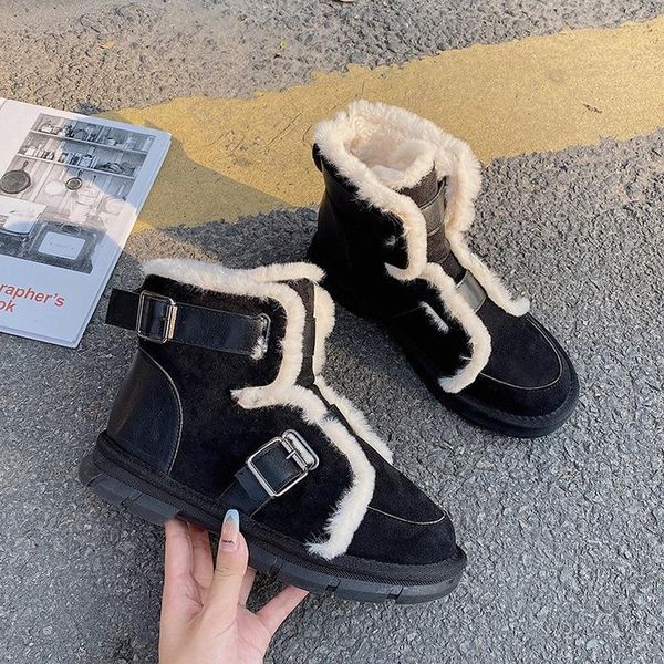 boots short barrel snow girls 2021 winter brown belt buckle warm plush cotton shoes thick soled ankle women's, Black
boots short barrel snow girls 2021 winter brown belt buckle warm plush cotton shoes thick soled ankle women's, Black