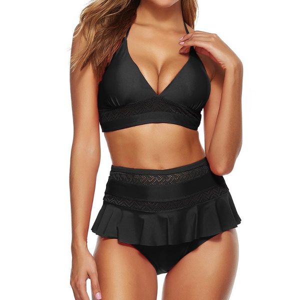 women's swimwear high waist bikini 2021 lace solid ruffle swimsuit women plus size push up bathing suit xxl bathers maillot, White;black
women's swimwear high waist bikini 2021 lace solid ruffle swimsuit women plus size push up bathing suit xxl bathers maillot, White;black