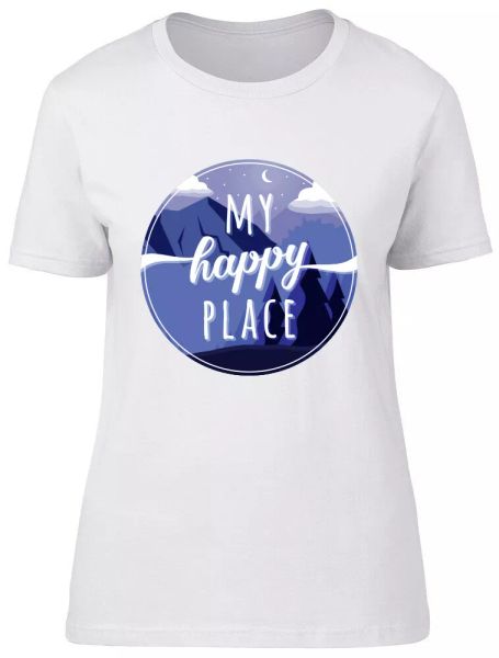 my happy place ladies womens fitted t-shirt, White;black 
my happy place ladies womens fitted t-shirt, White;black